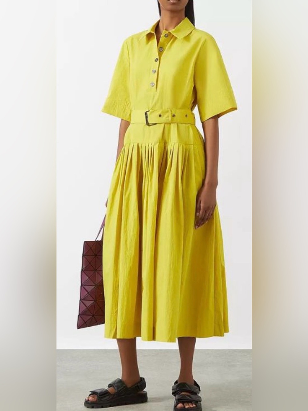 CO COLLECTION Citron Belted Half-Placket Shirtdress. Pit-pit 19.5 (mix 31)